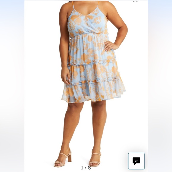 3.  Vero Moda Curve Kaya Sleeveless Ruffle Trim Dress in Blue Bella, Size 18W - Picture 3 of 12